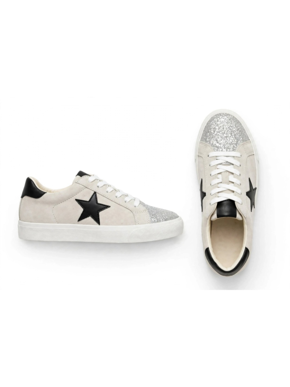 Vintage Havana Parker - Bone Suede Black Star Glitter Toe - Size 10